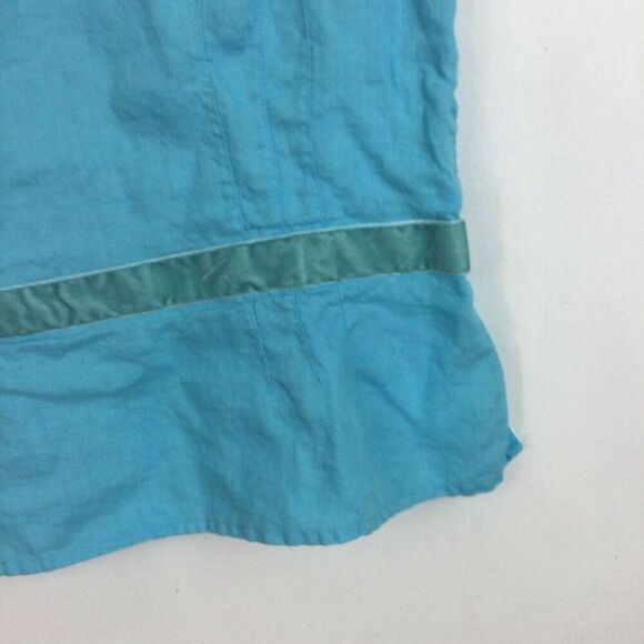 Richard Malcolm Irish Linen Sleeveless Crew Neck Button Up Blouse Top Blue Med - Picture 11 of 12